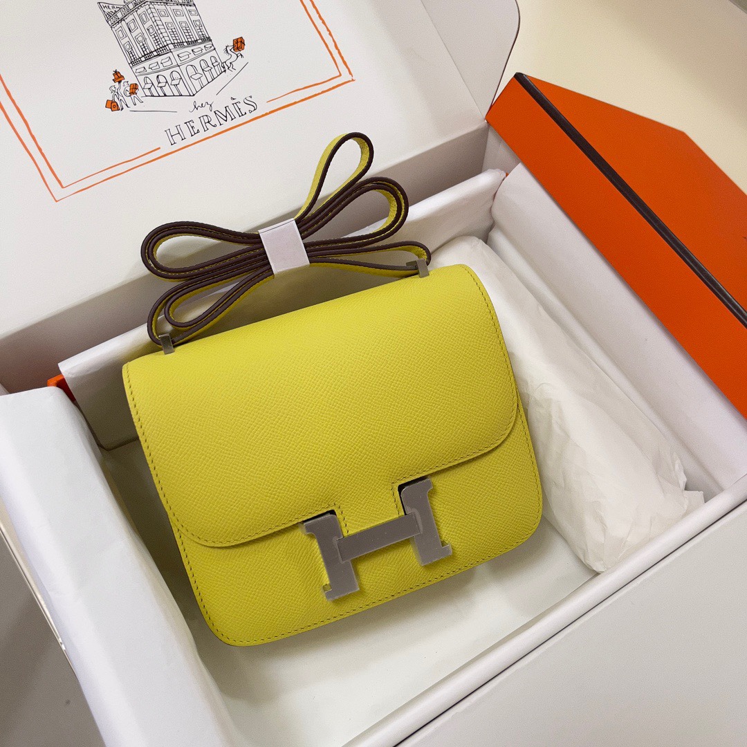 Hermes Constance 18 Mini Shoulder Bag In Yellow Epsom Leather